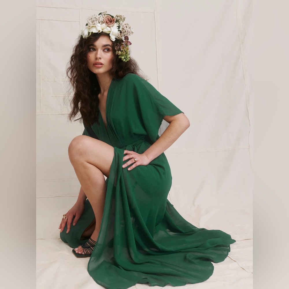 Reformation Winslow Dress, Emerald Size XS
